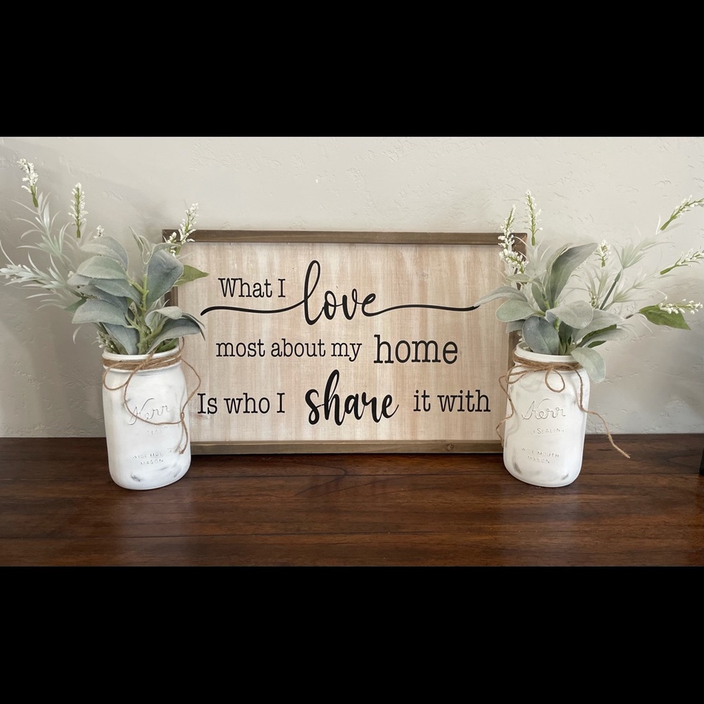 Farmhouse Mason Jar Decor - Set of 2
